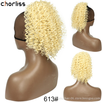 Wholesale Chorliss Natural Short Wavy Ponytail For African Women Kinky Curly Drawstring In Ponytail Synthetic Hair Extension
